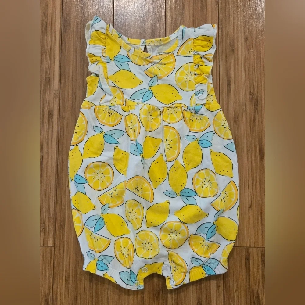 NWOT Carters Lemon Print Baby Romper